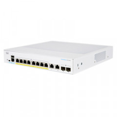 Cisco Business 350 Series 350-8FP-2G - Switch - L3 - Managed - 8 x 10/100/1000 (PoE+) + 2 x combo Gigabit Ethernet/Gigabit SFP - rack-mountable - PoE+ (120 W)